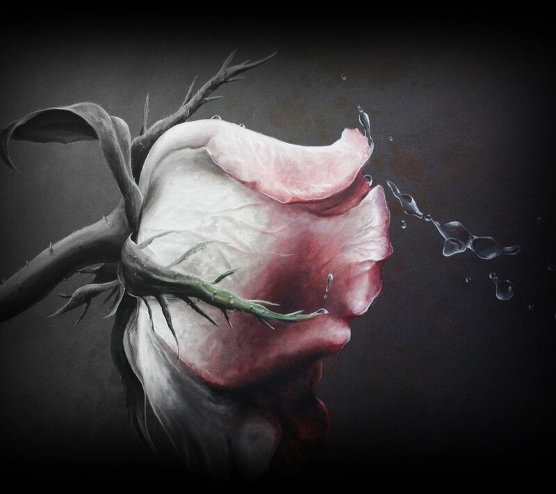 Wilted Rose with Thorns — Black