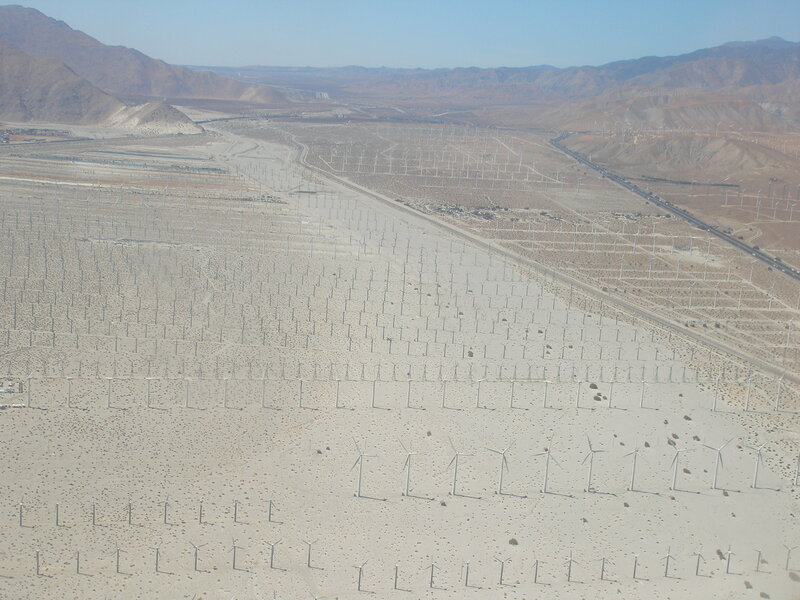 wind farm in desert valley