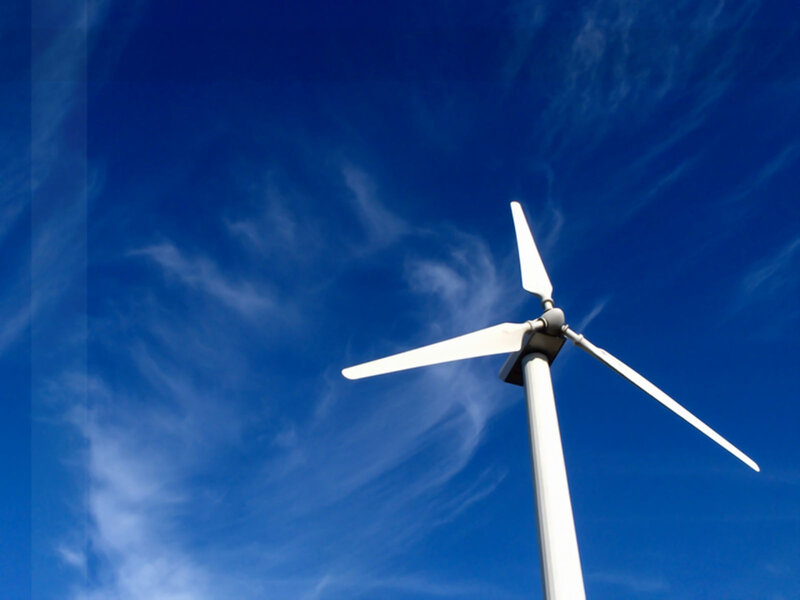 Wind Turbine Against Sky — Blue