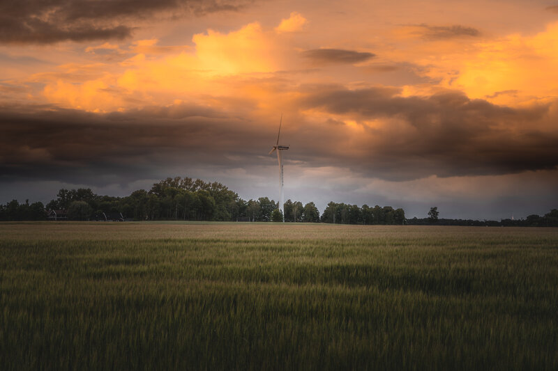 Wind Turbine in Field — Orange
