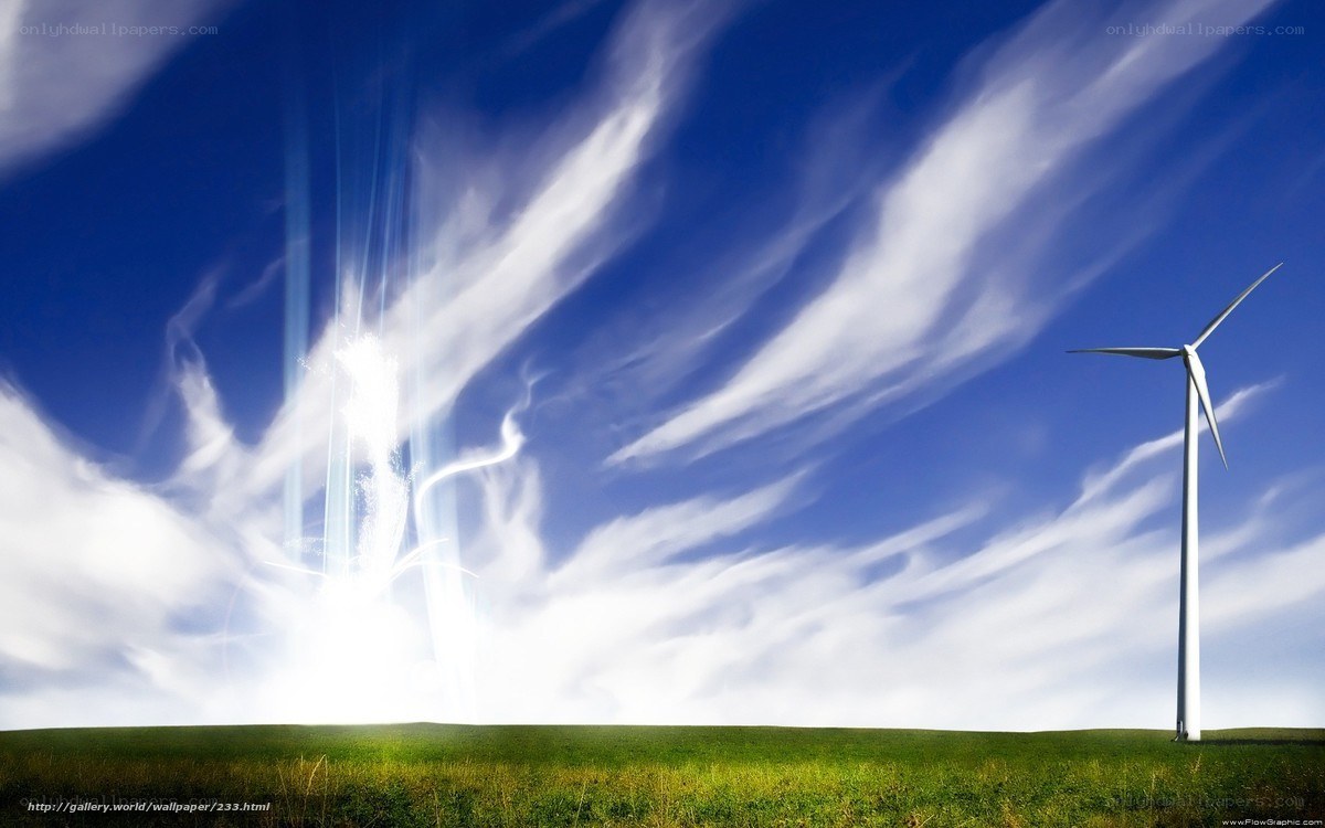 Wind turbine in green field