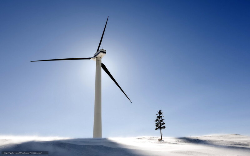 Wind Turbine in Snow — Blue, Serene, Winter