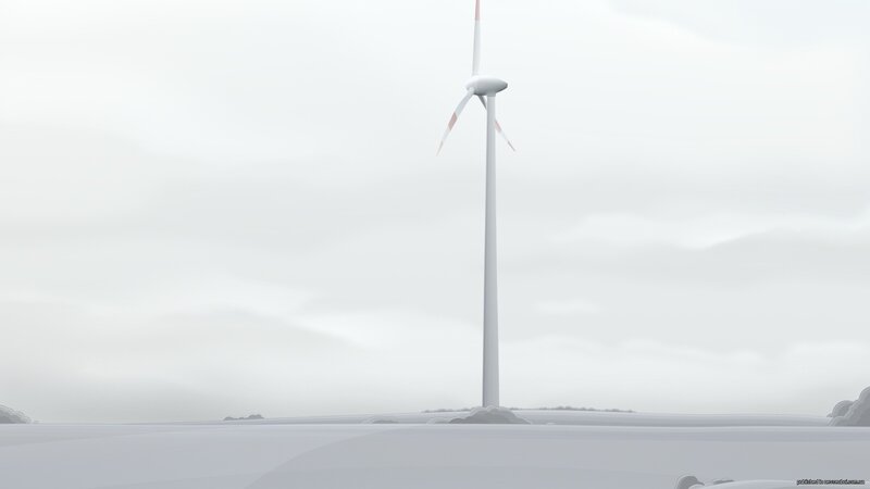 wind turbine in snowy landscape
