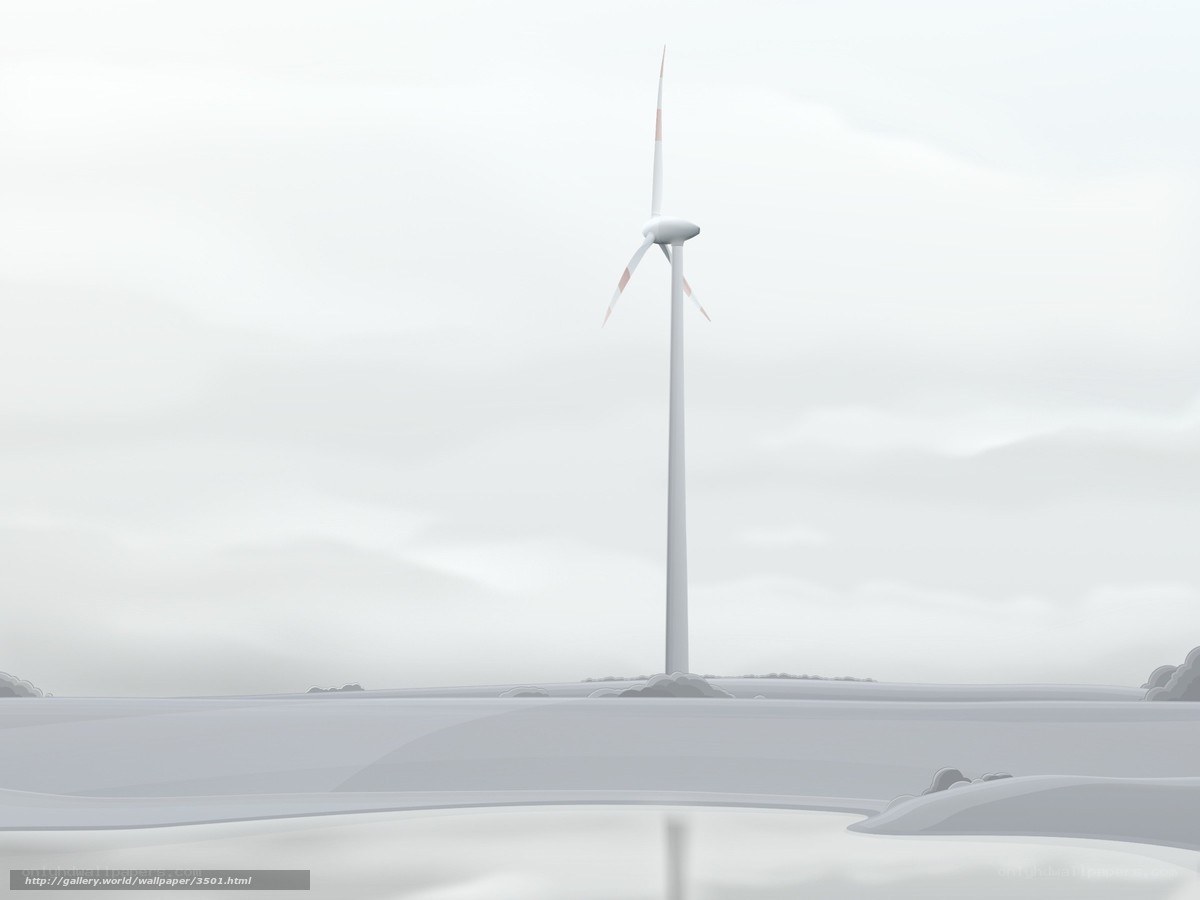 Wind turbine in snowy landscape