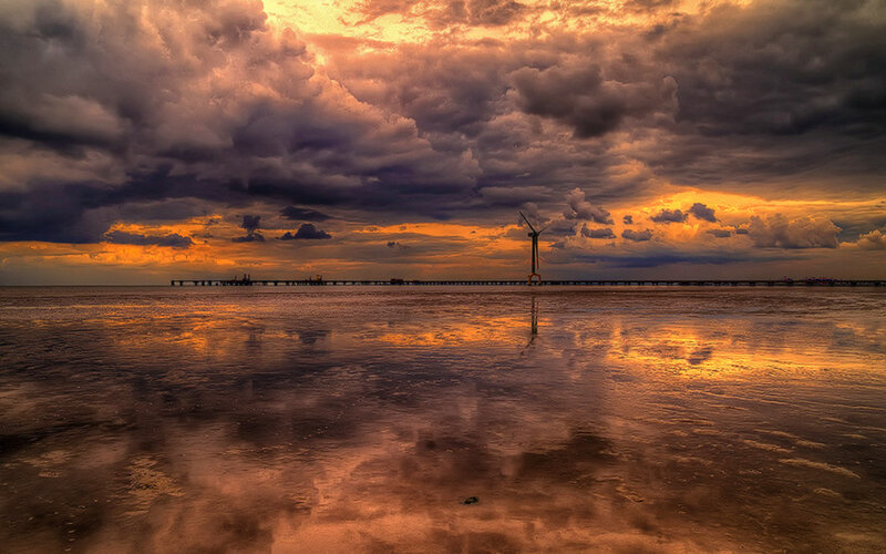 Wind Turbine on Pier