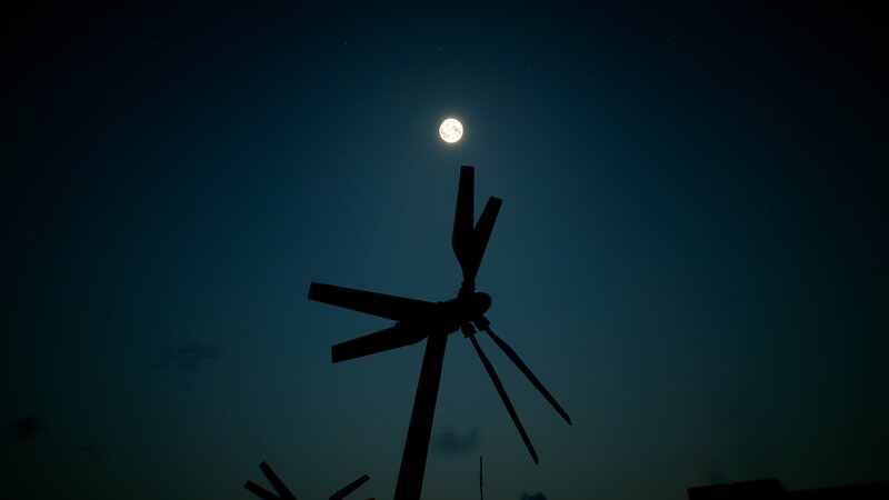 Wind Turbine Silhouette — Black