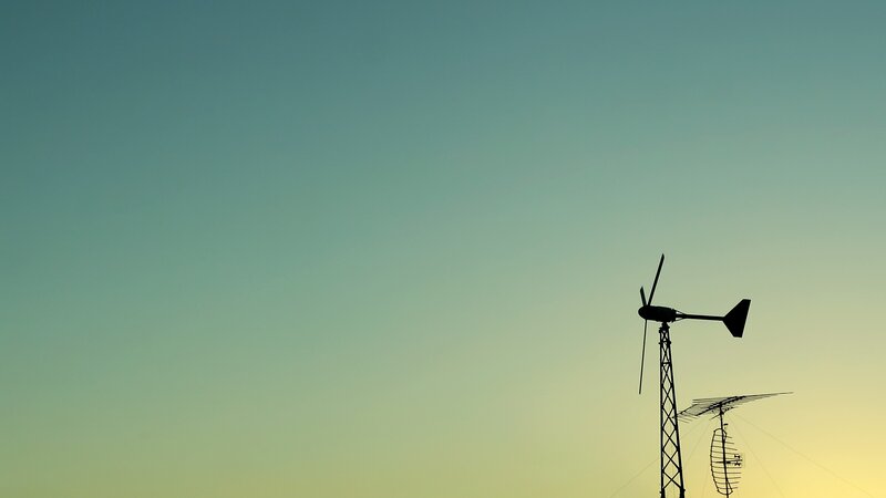 Wind Turbine Silhouette — Blue, Serene