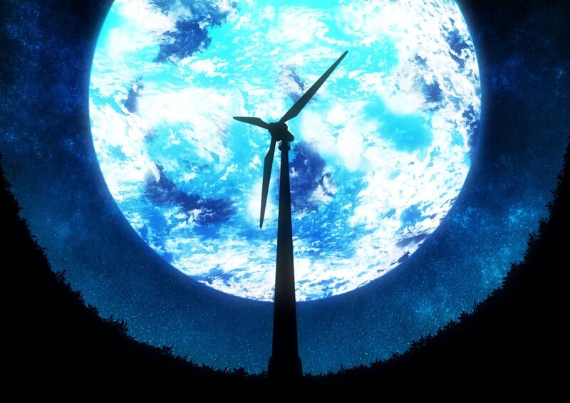Wind Turbine Silhouette — Blue
