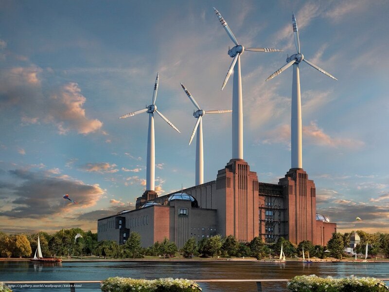 Wind turbines at Battersea Power Station