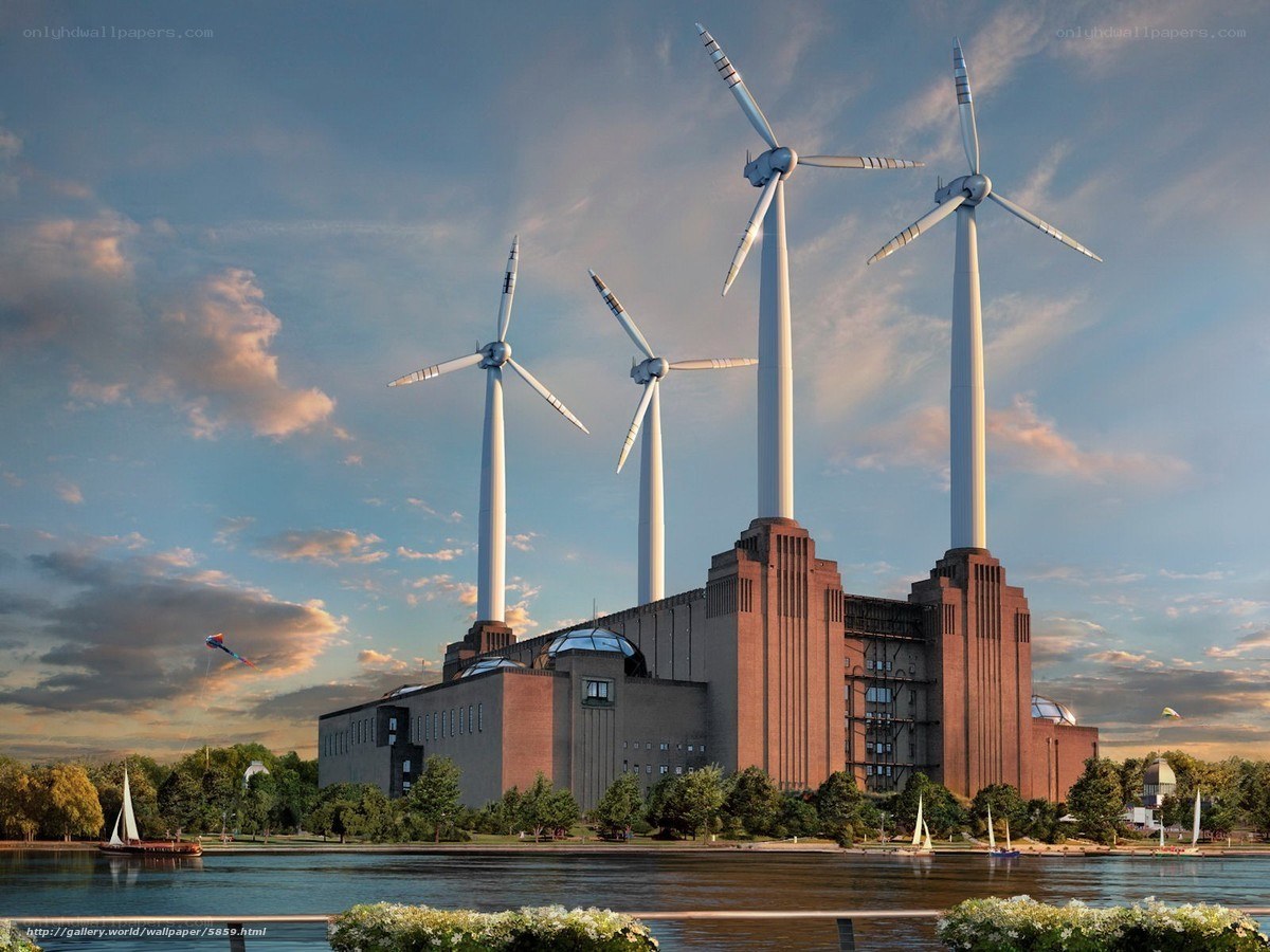 Wind turbines at Battersea Power Station