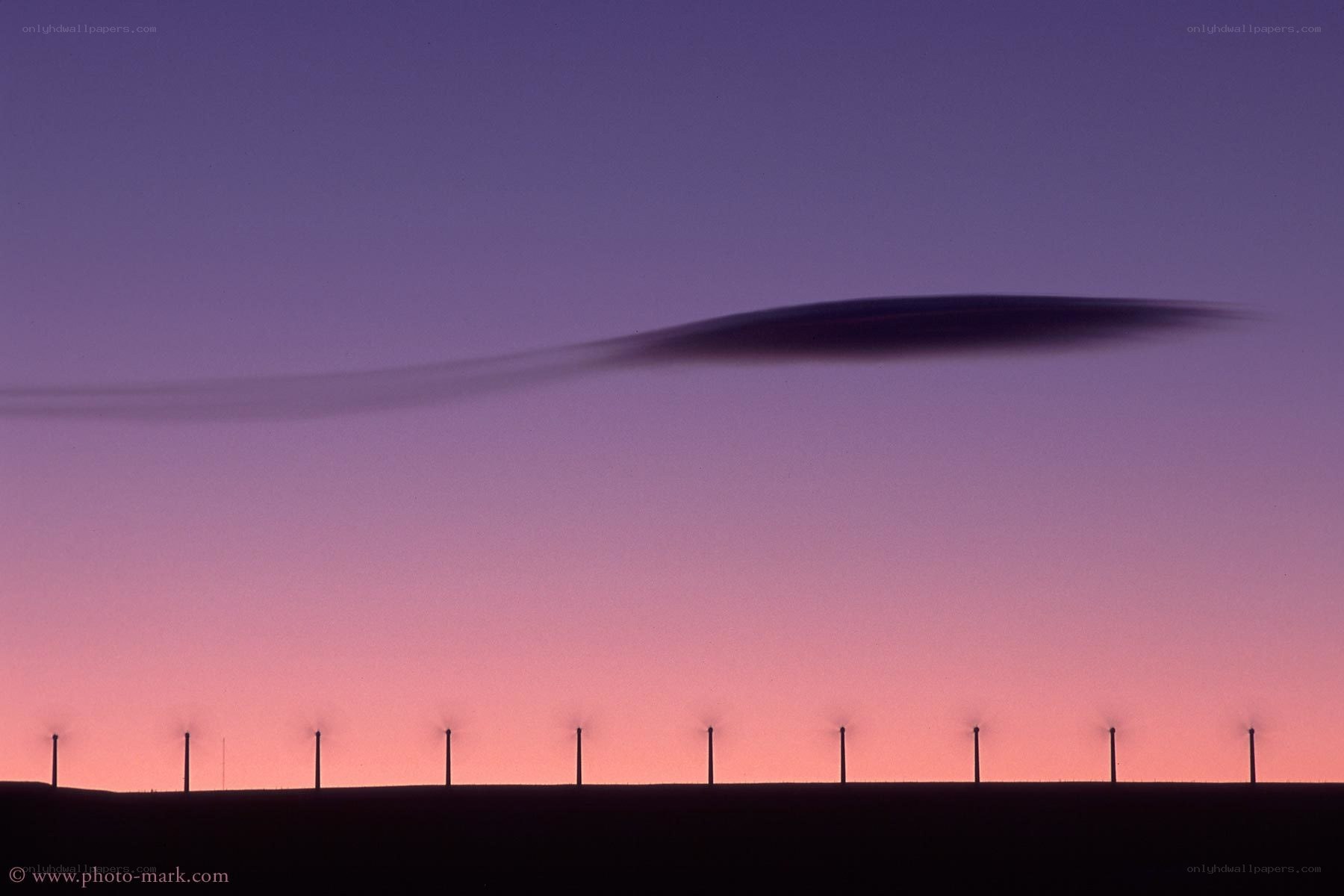 Wind turbines at dusk