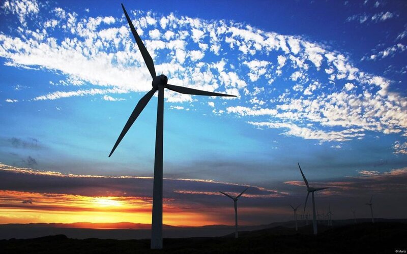 Wind Turbines at Sunset — Blue, Dramatic