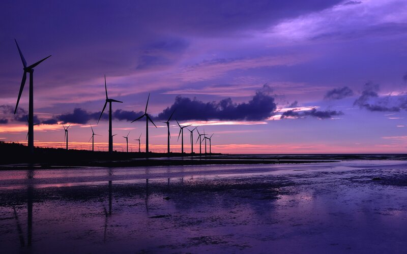 Wind Turbines at Sunset — Dramatic
