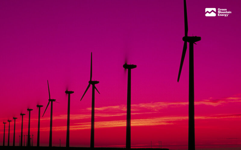 Wind Turbines at Sunset — Magenta