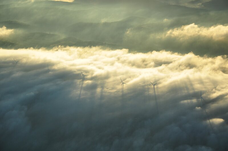 Wind Turbines in Clouds