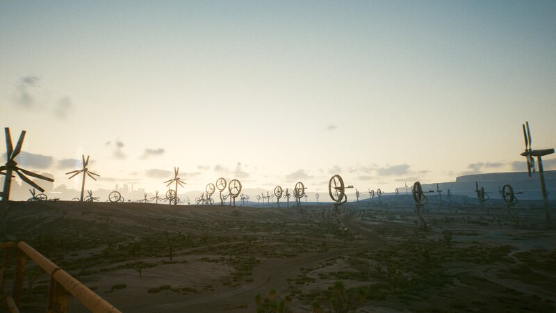 Wind Turbines in Desert — Brown