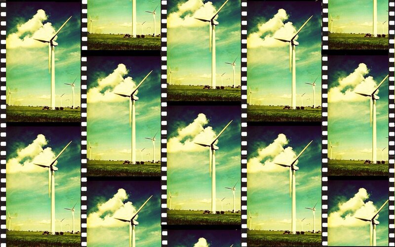 Wind Turbines in Field — Green