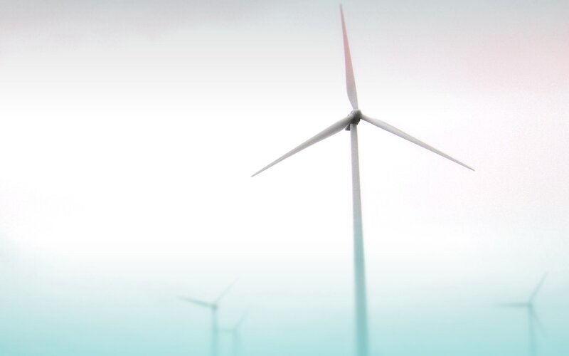 Wind turbines in fog