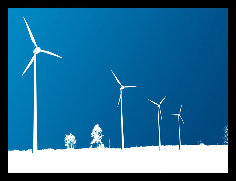 Wind Turbines in Snow — Blue