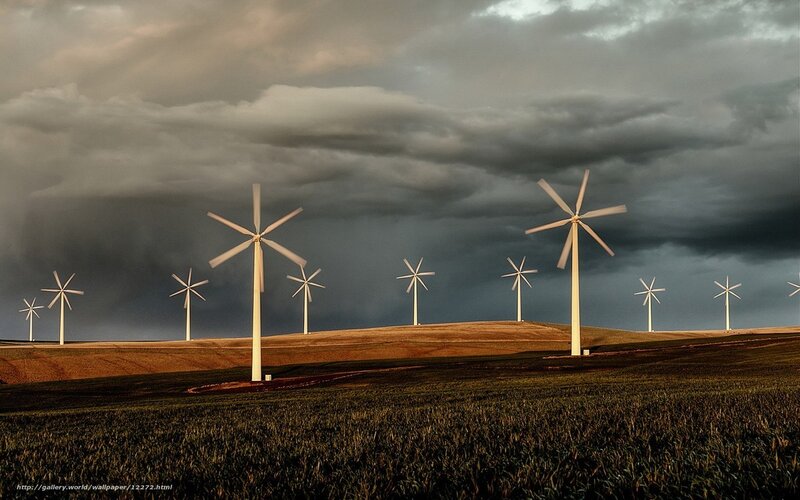 Wind turbines on a hill