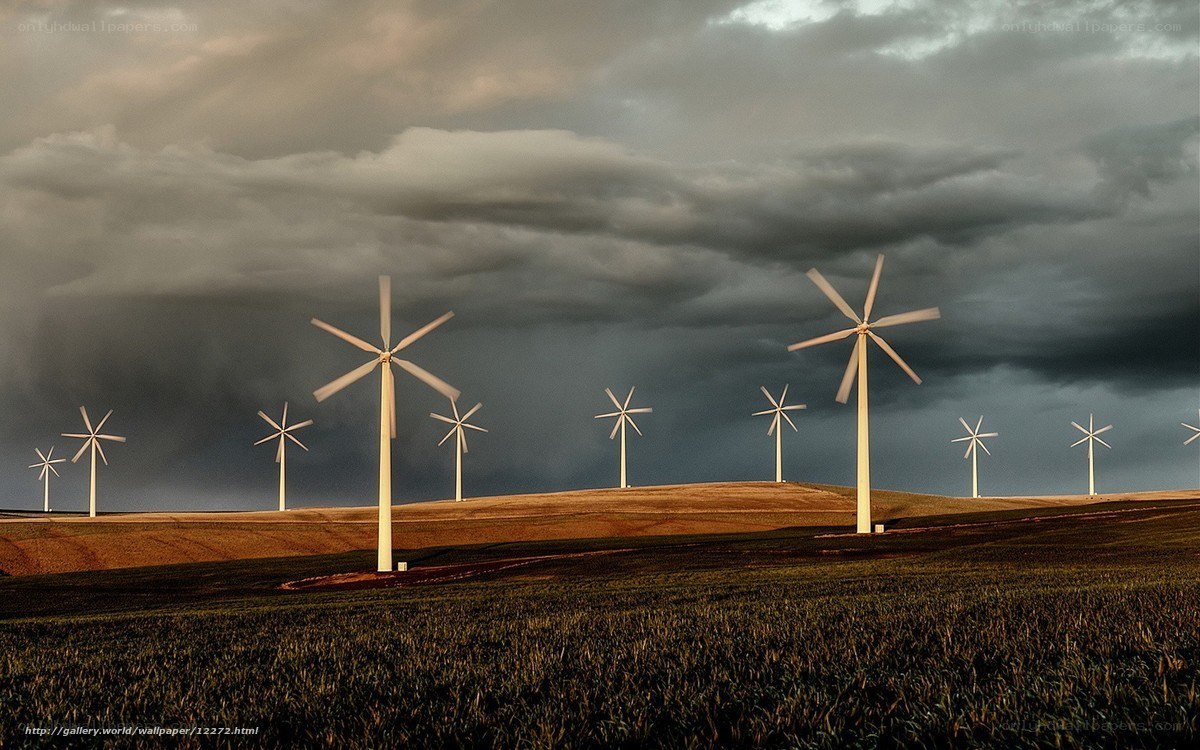 Wind turbines on a hill