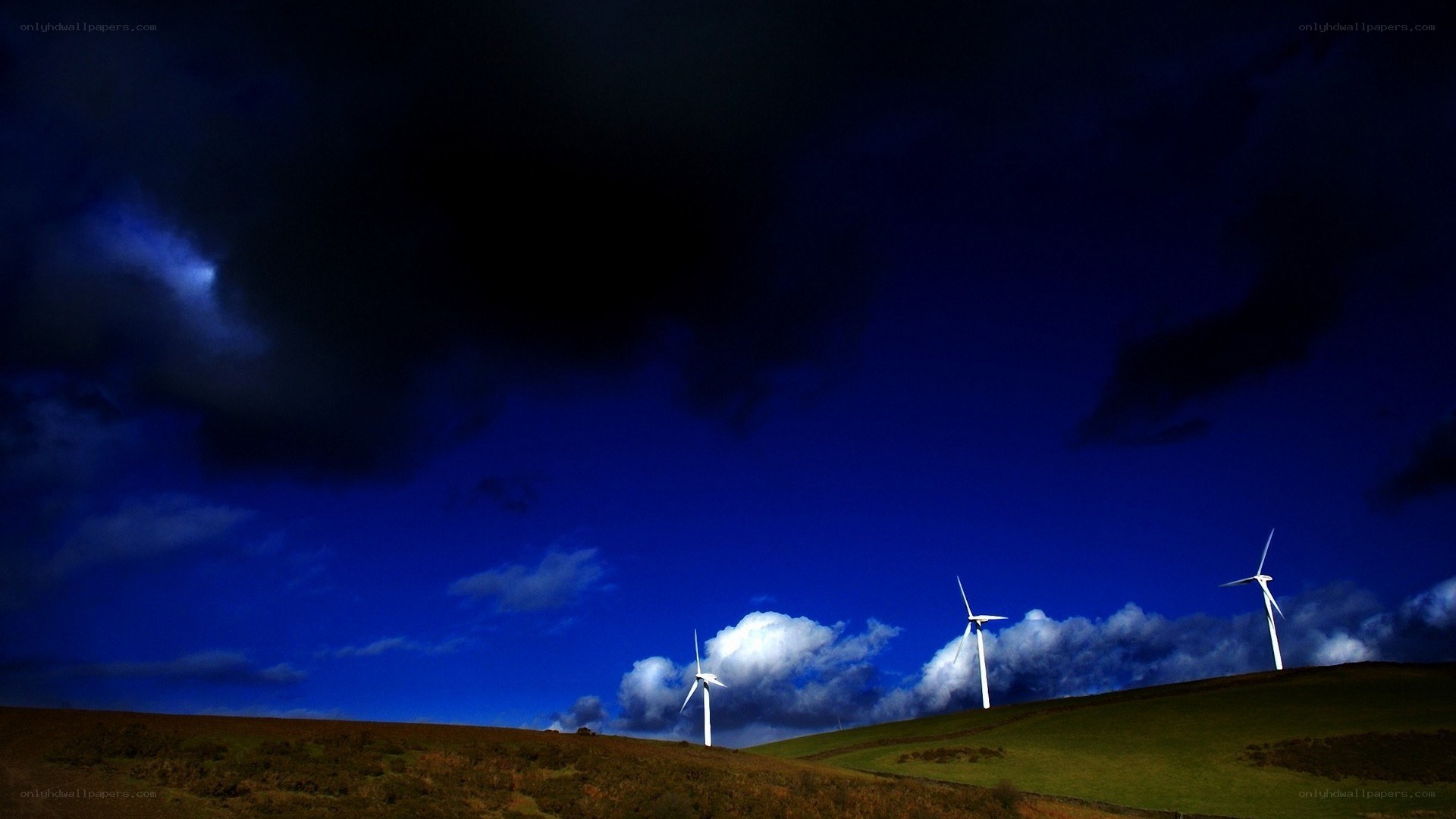 Wind turbines on a hill