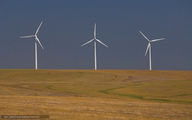 Wind turbines on a hill