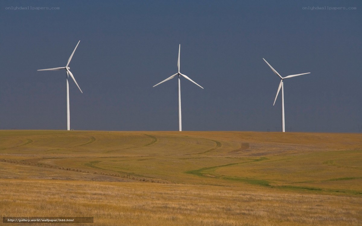 Wind turbines on a hill