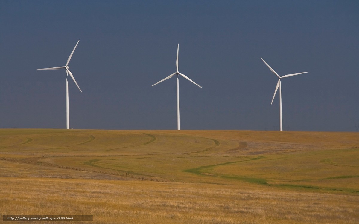 Wind turbines on a hill
