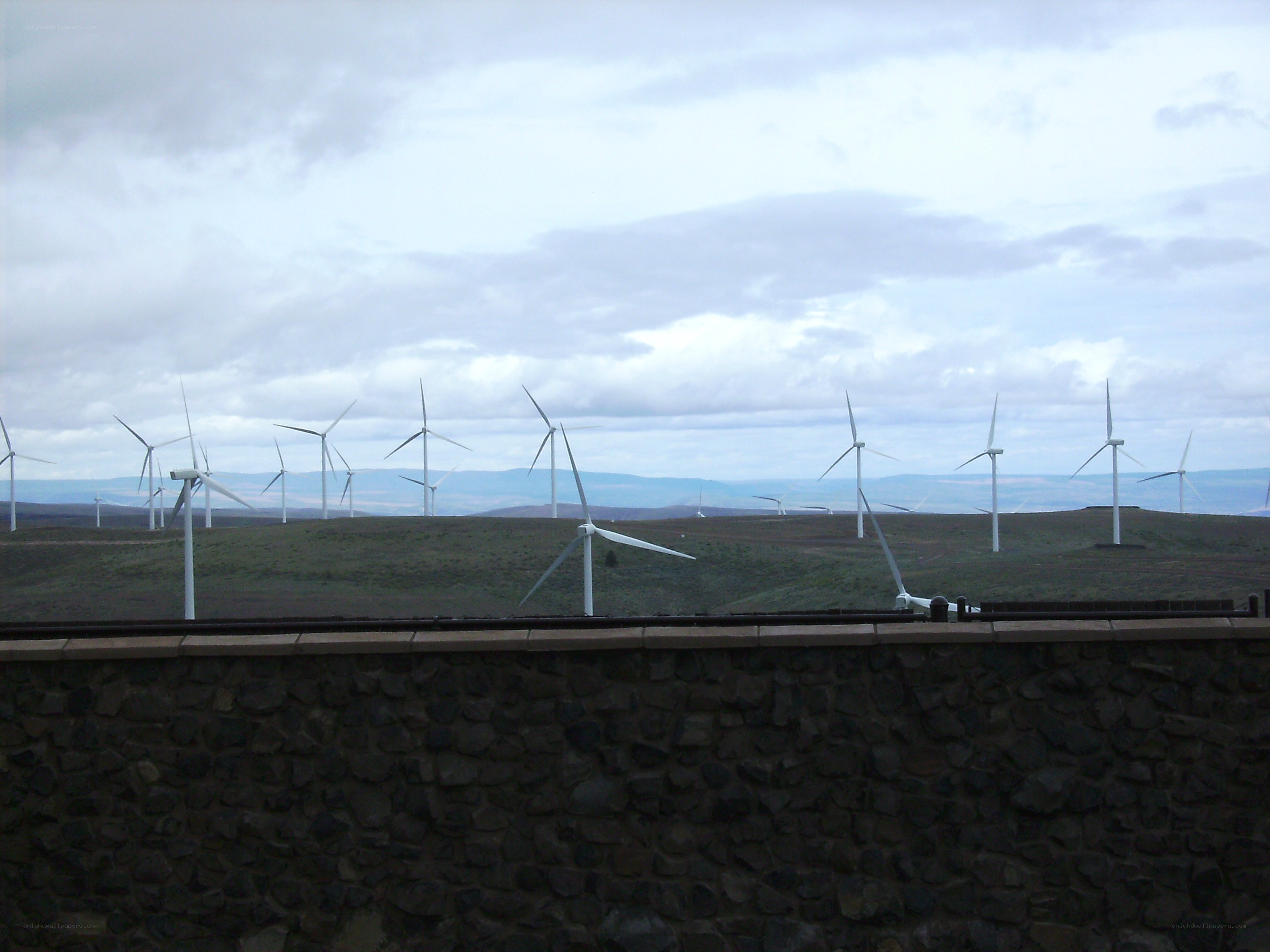 Wind turbines on a hillside