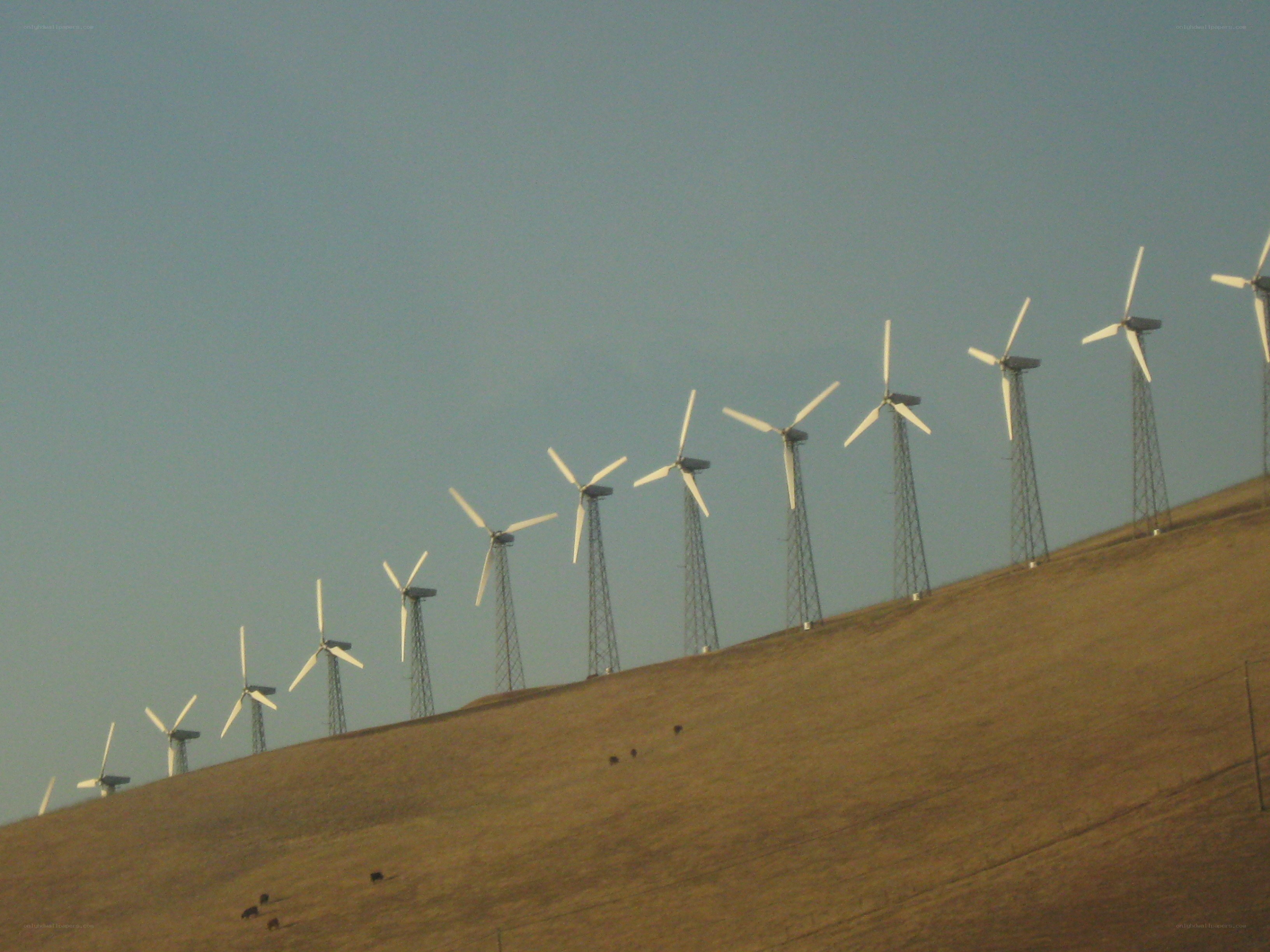 Wind turbines on a hillside