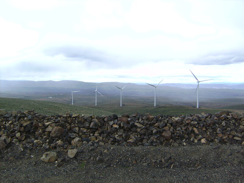 Wind turbines on a hillside