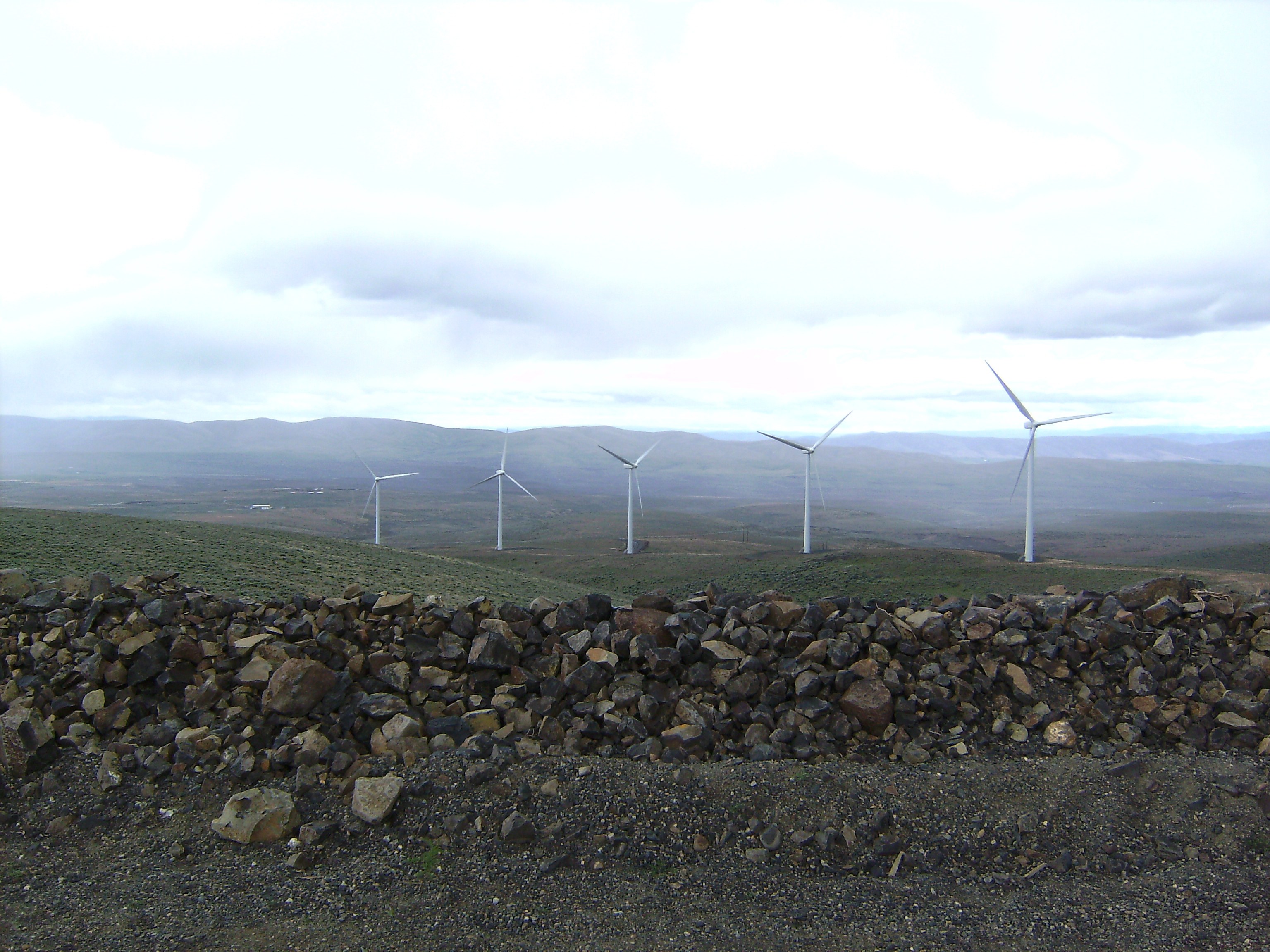 Wind turbines on a hillside