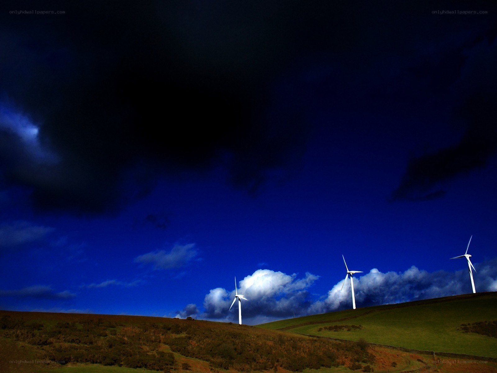 Wind turbines on a hillside