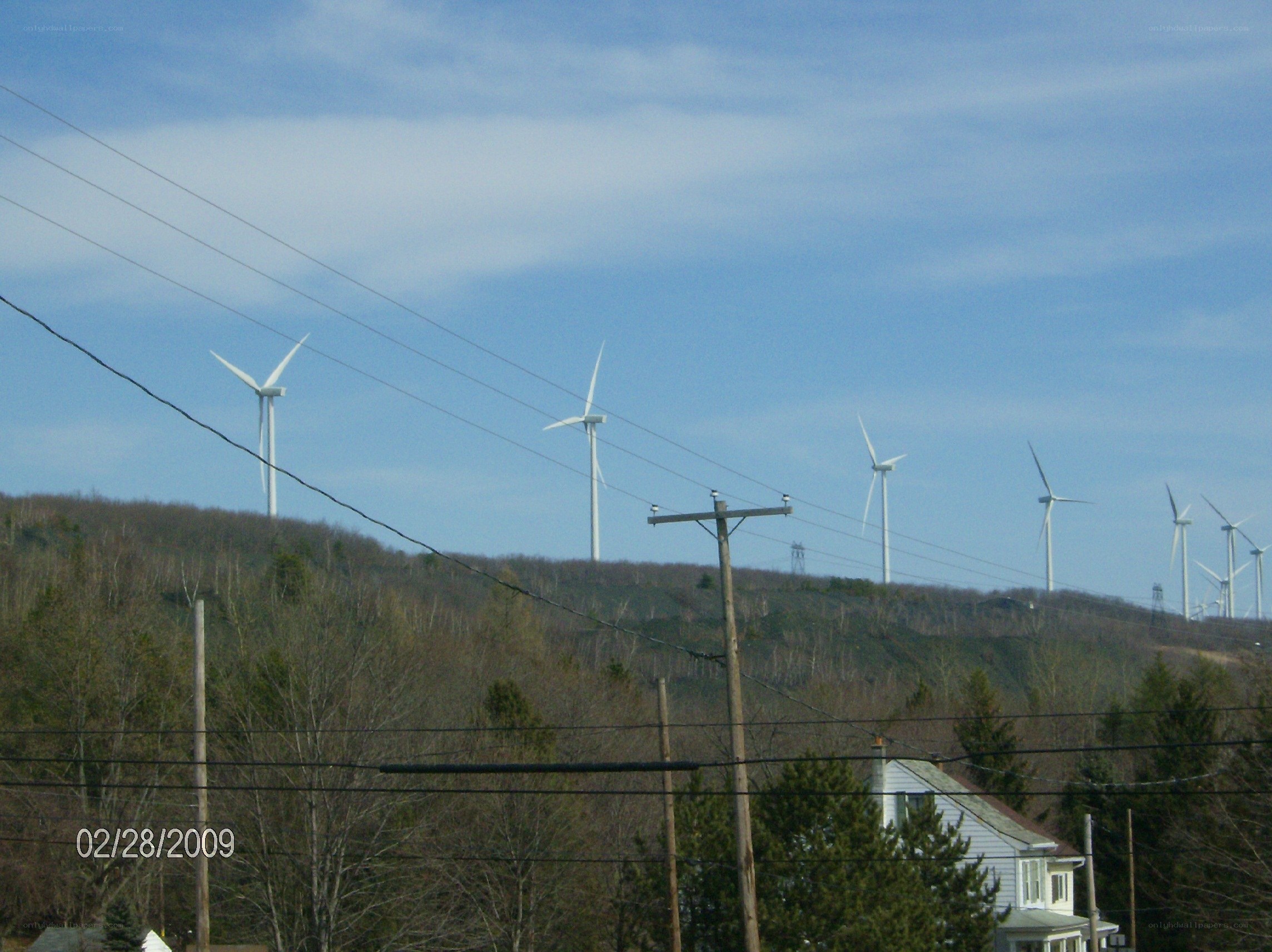 Wind turbines on a hillside