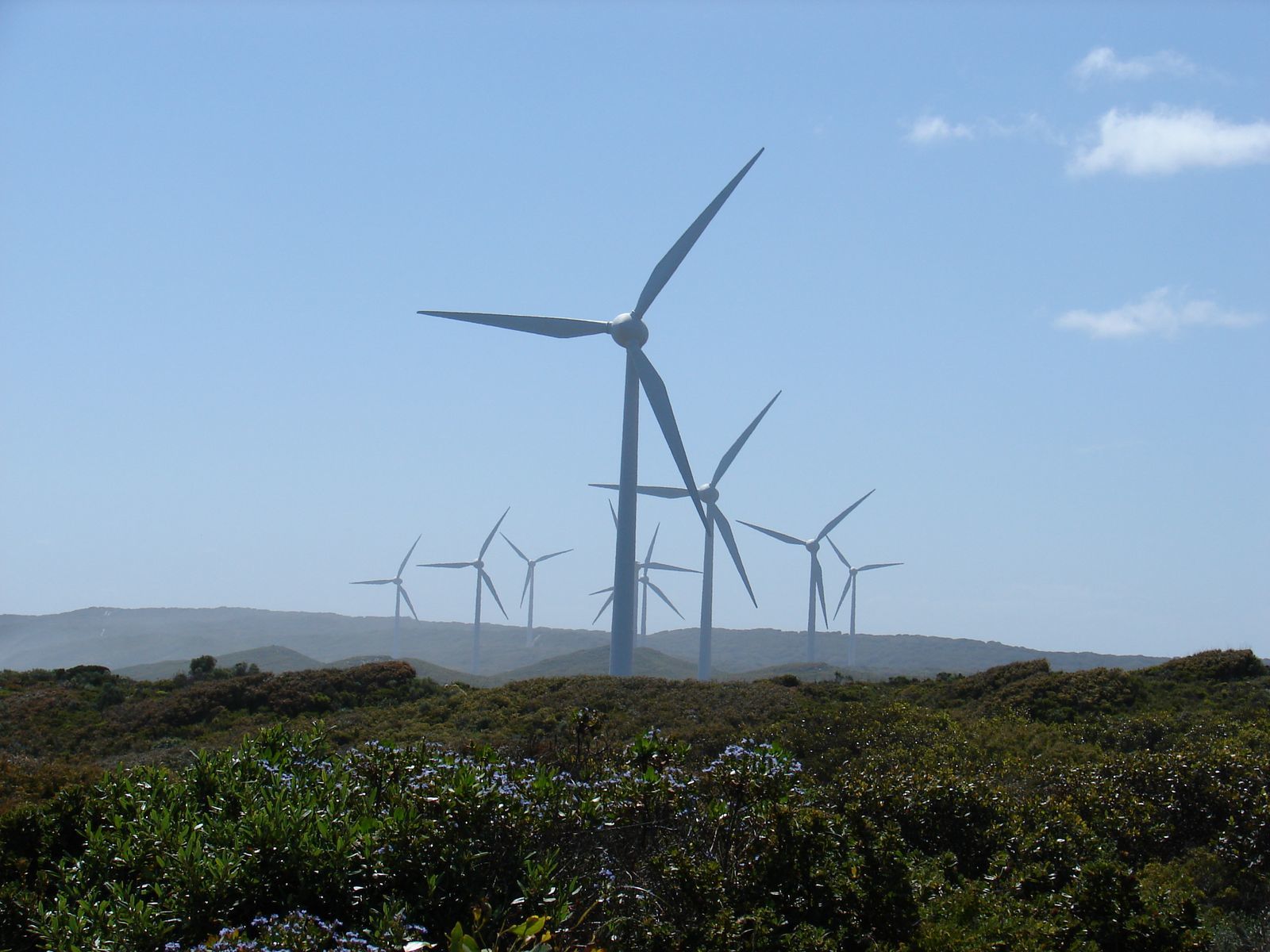 Wind turbines on a hillside