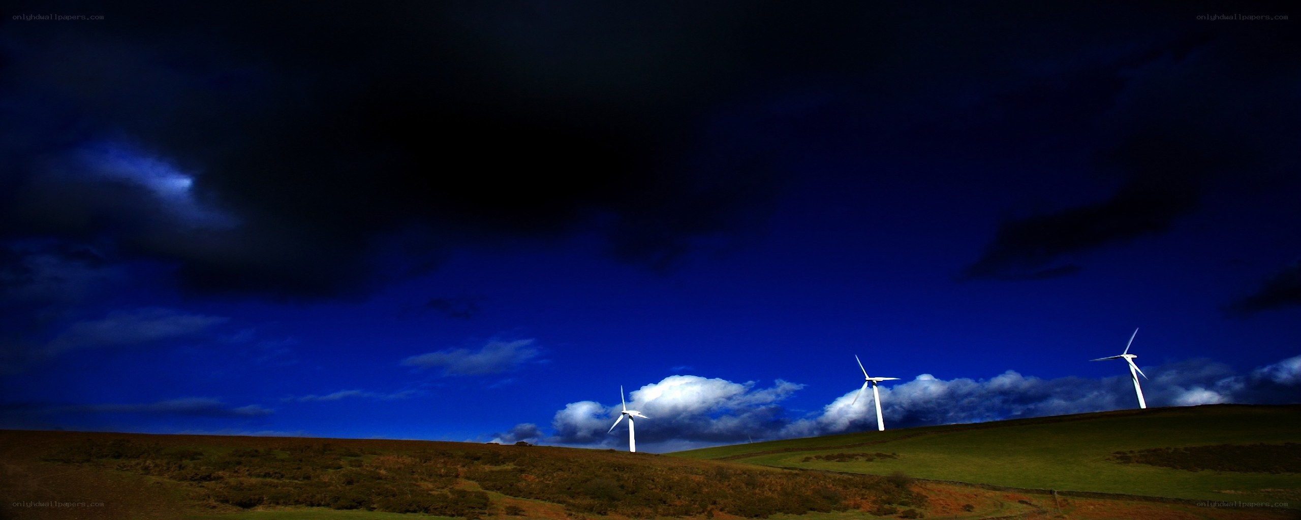 Wind turbines on a hillside