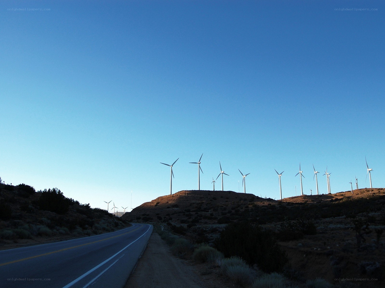 Wind turbines on a hillside