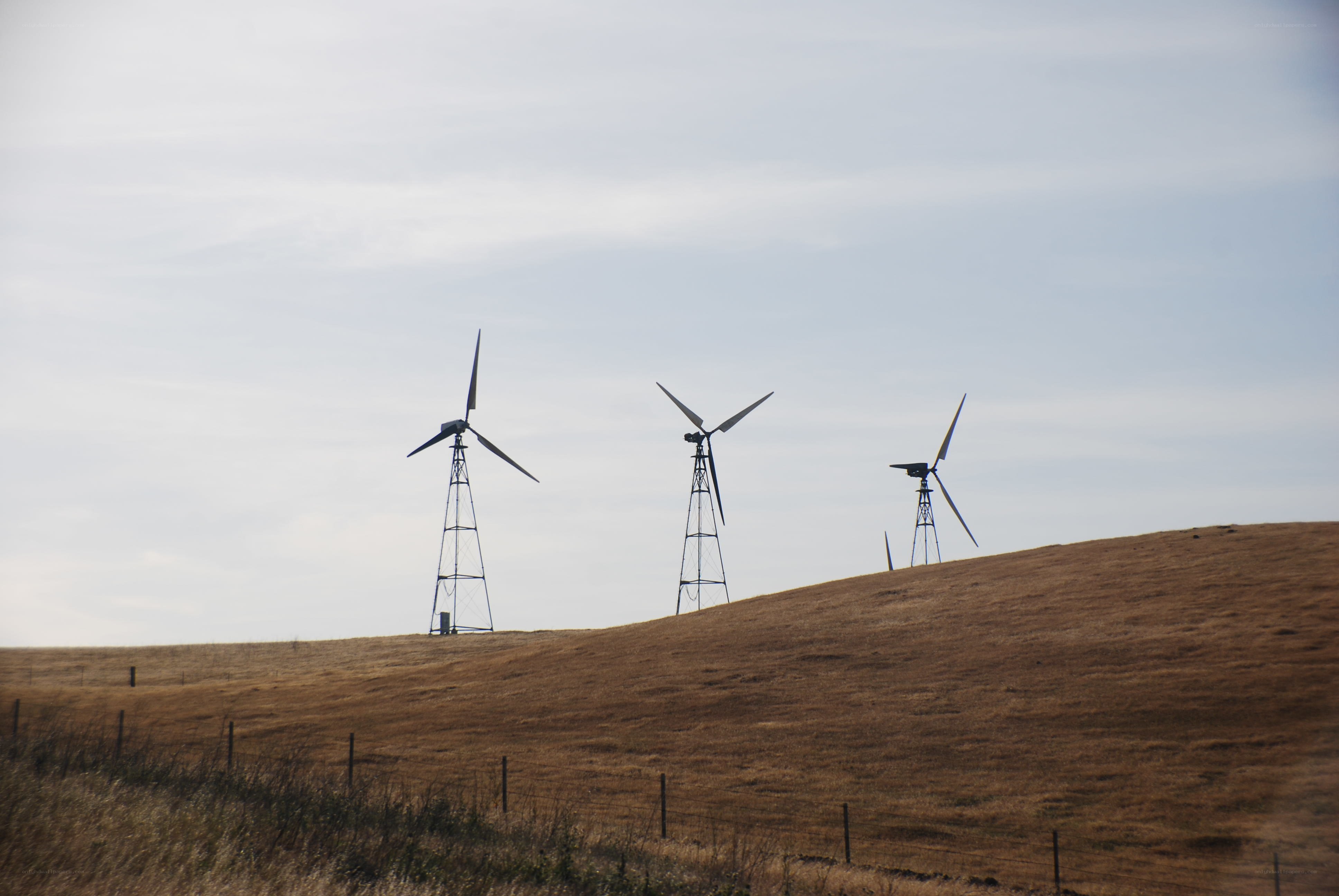 Wind turbines on a hillside
