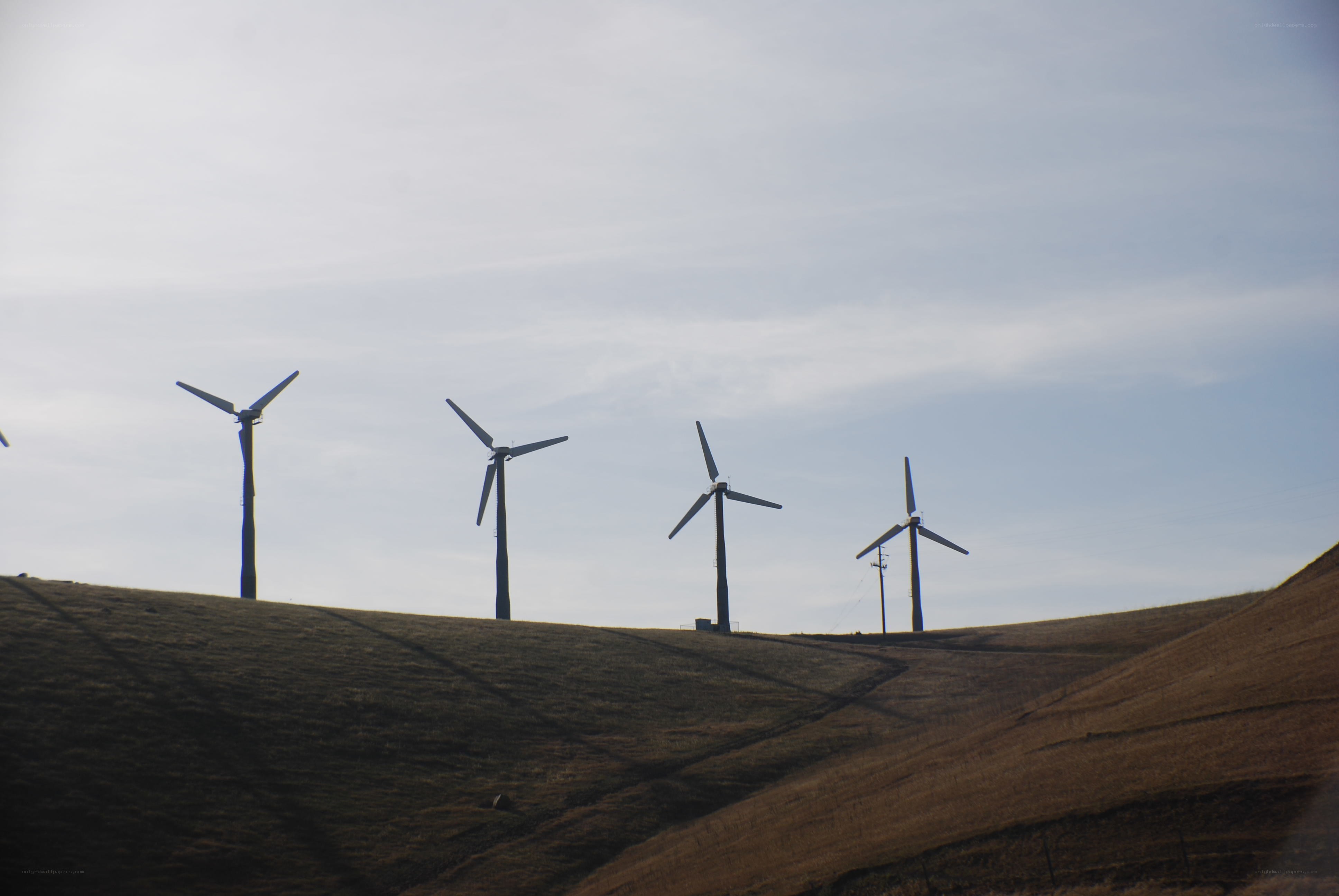 Wind turbines on a hillside