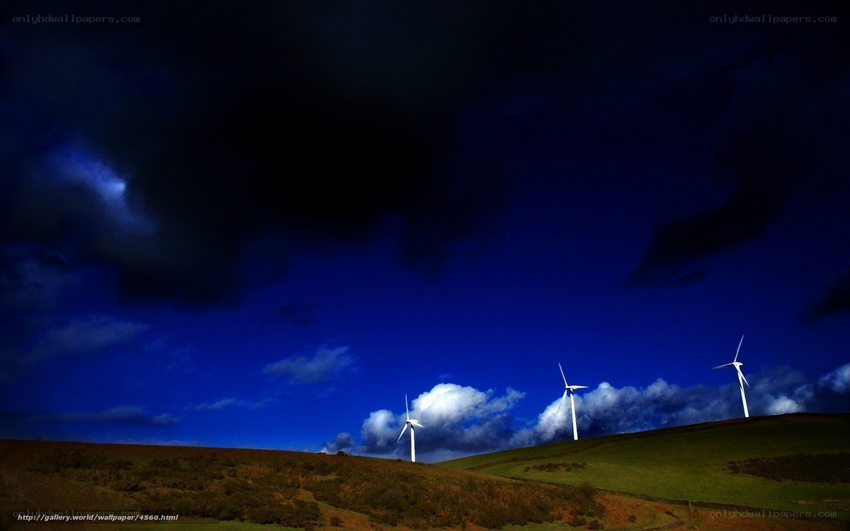 Wind turbines on a hillside