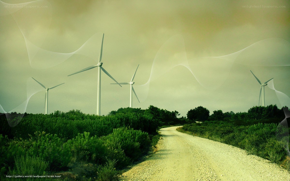 Wind turbines on a rural road