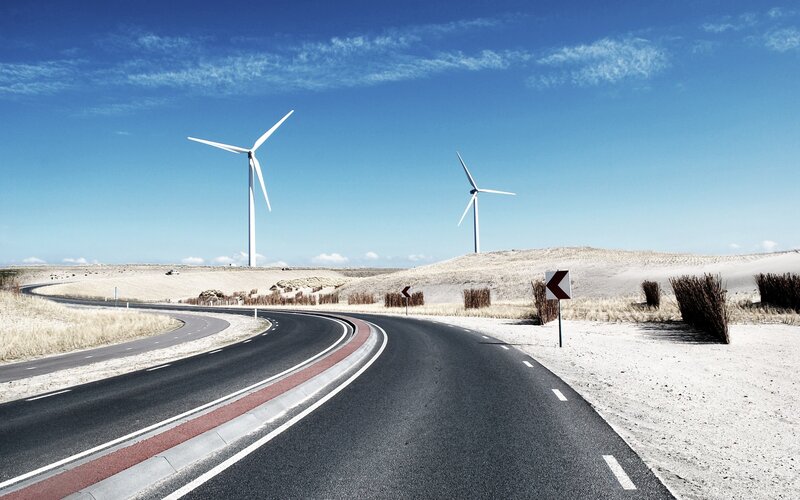 Wind Turbines on Dunes — Blue
