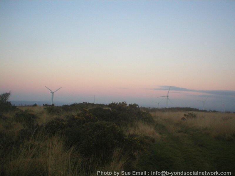 Wind Turbines on Hill — Blue, Serene