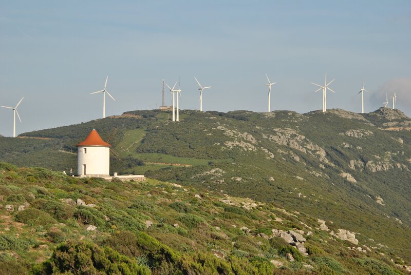 Wind Turbines on Hill — Green, Serene, Afternoon, Photograph, Windmill
