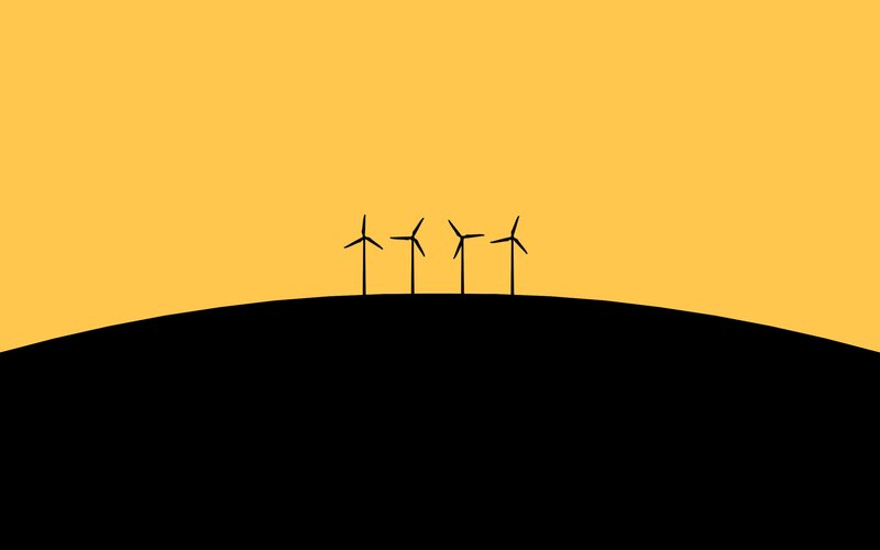 Wind Turbines on Hill — Yellow, Serene