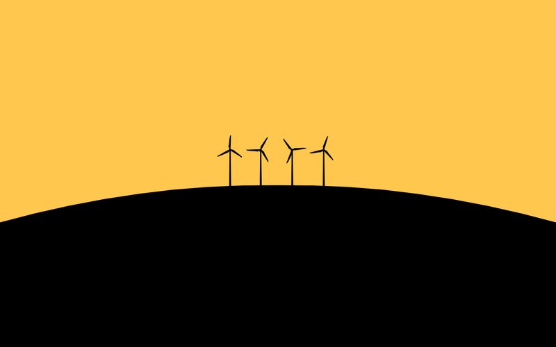 Wind Turbines on Hill — Yellow
