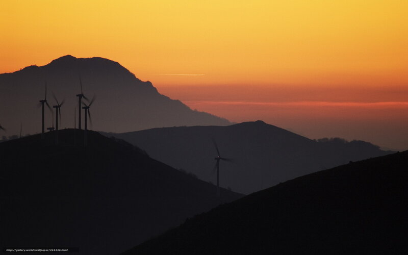 Wind Turbines on Hills — Orange