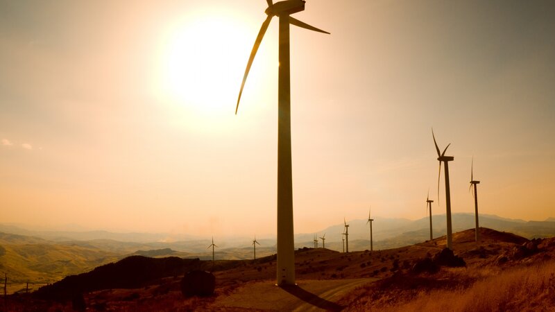 Wind Turbines on Hillside — Orange