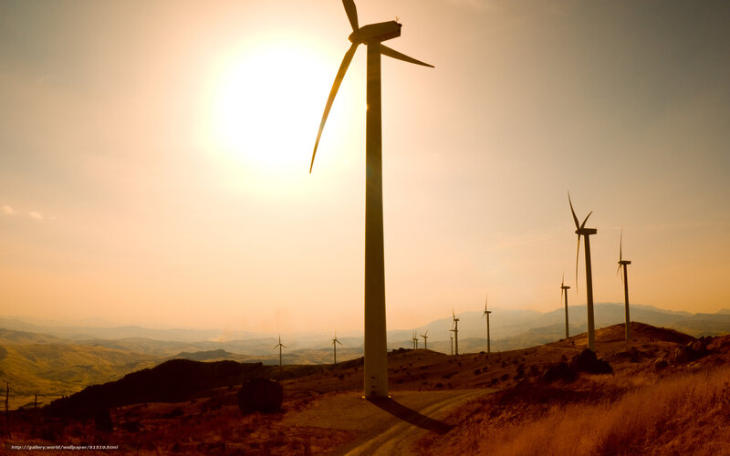 Wind Turbines on Hillside